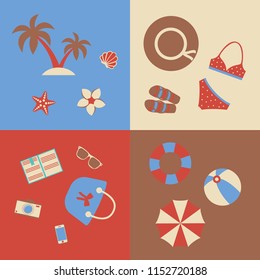 Set of  the flat summer icons