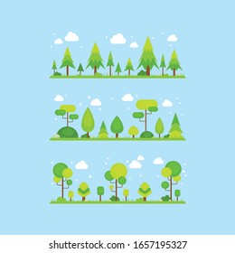 Set of flat summer trees. Vector illustration