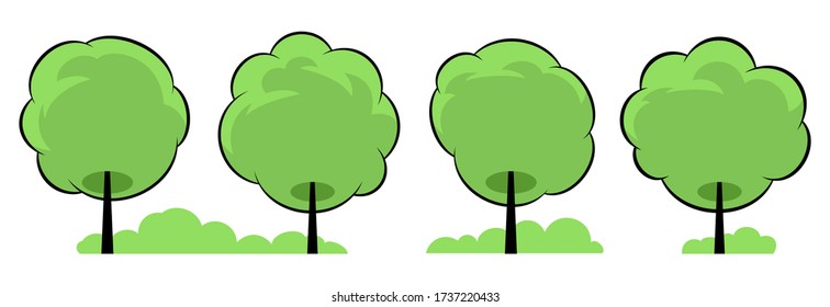 Set of flat summer trees. Vector illustration