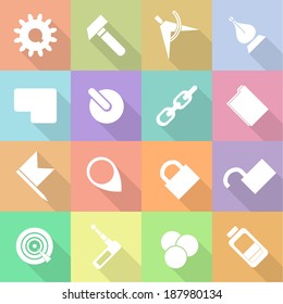 Set flat technology icons with shadow