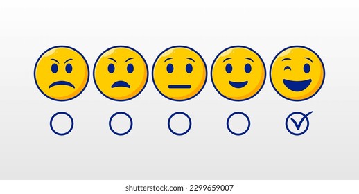 Set of flat thick stroke rating feedback scale concept. Awful, bad, normal, good, excellent. feedback