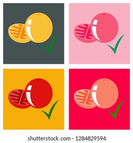 Set of Flat tomato isolated on background. Vector illustration.