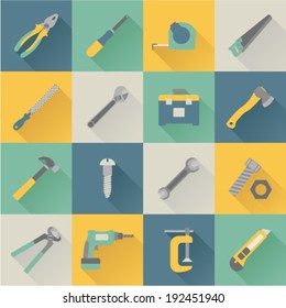 set of flat tools icons 