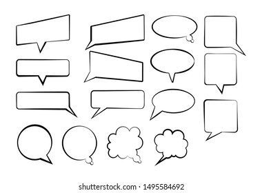 Set of flat transparent text fields for speeches, messages, quotes.  Different shape and configuration. Flat design