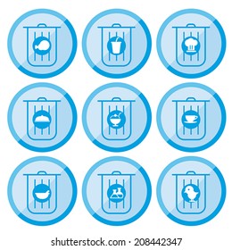 set of flat trash can icon, vector 