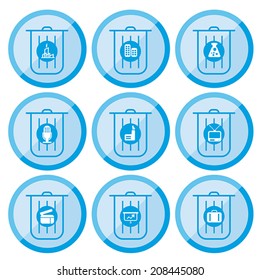 set of flat trash can icon, vector 