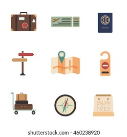 Set of flat travel icons. Vector illustrations