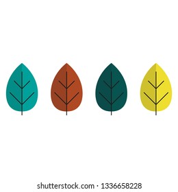 Set of flat tree or leaves icon. Vector illustration, EPS 10.