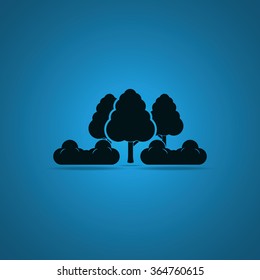 Set of flat trees. Natural illustration.