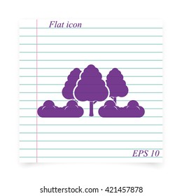 Set of flat trees. Natural illustration.