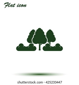 Set of flat trees. Natural illustration.