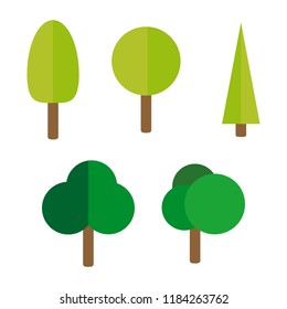 Set of flat trees in vector illustration