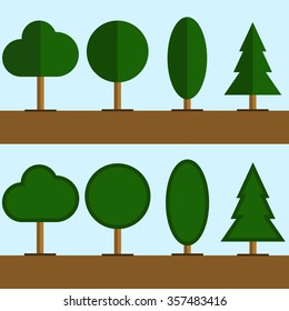 set of flat tree,Vector illustration