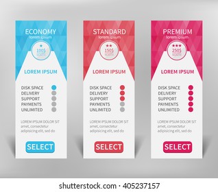 set of flat ui / ux banners with tariffs