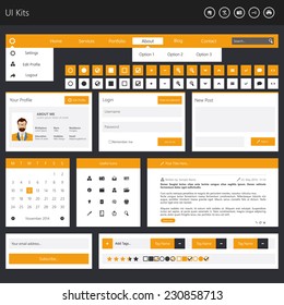 Set of FLAT / UI web elem ents, icons and buttons for mobile app and web design 