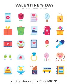 Conjunto de ícones planos do dia dos namorados. Ícone de arte plana. Ilustração vetorial