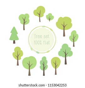 Set of flat various trees vector illustrations