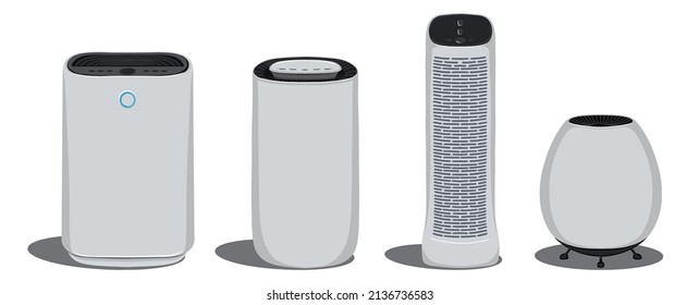 Set of flat vector air purifier isolated on a white background of the illustration icon. A device for cleaning and humidifying air for the home.