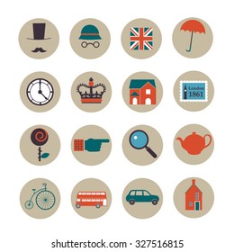 set of flat vector british icons