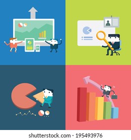 Set of flat vector business concept design