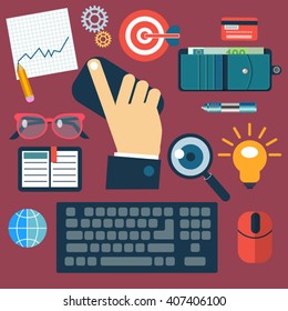 set of flat vector business icons
