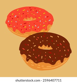 Set of flat vector cartoon donuts for cafe, menu, restaurants, menus, fabrics, websites