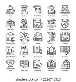 Set of flat vector design education, school and university with elements for mobile concepts and web apps. modern style vector illustration