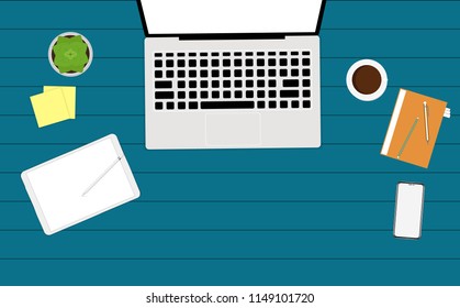 Set of flat vector design illustration of modern business office and workspace