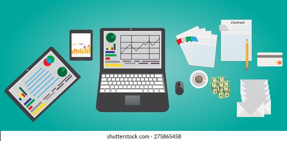 Set of Flat vector design illustration of modern business office