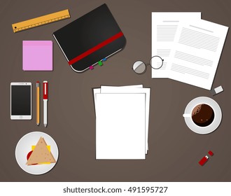 Set of Flat vector design illustration of modern business office and workspace.