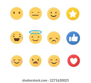 set flat vector emoticon collection
