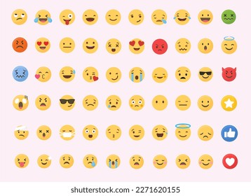 set flat vector emoticon collection