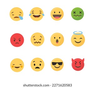 set flat vector emoticon collection
