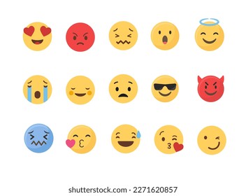 set flat vector emoticon collection
