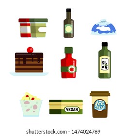 Set of Flat Vector Food and Supermarket Products.