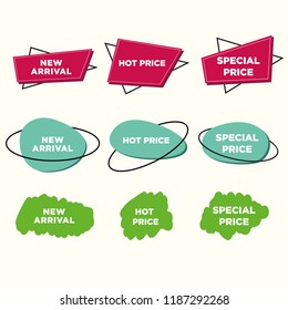 Set of flat vector geometrical vintage warm color banners. Promotion concept. Vector illustration.