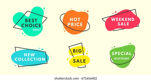 Set of flat vector geometrical vintage warm color banners. Promotion concept. Vector illustration.