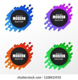 Set of flat vector geometrical warm color banners. Promotion concept. Vector illustration.