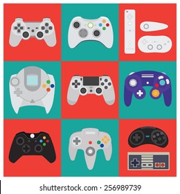 Set of flat vector high quality gamepads