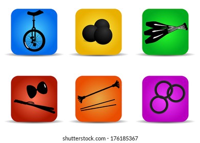 Set of flat vector icons for different kinds of juggling