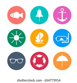 set of flat vector icons for summer travel. Eps10