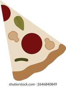 A set of flat vector icons of whole pizzas and slices with various toppings like pepperoni, basil, cheese, and mushrooms. Great for food apps, menus, and restaurant branding.