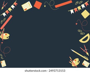 Set of flat, vector illustrations. Back to School. Elements and objects on school themes, simple background.
