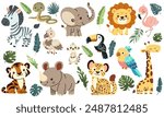 Set of flat vector illustrations in children