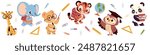 Set of flat vector illustrations in children