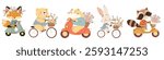 A set of flat vector illustrations in a simple children
