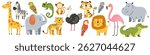 A set of flat vector illustrations in a simple children