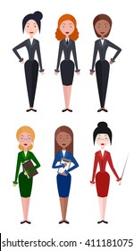 Set of  flat vector illustrations women business worker, teacher. Elements for your design and infographics 