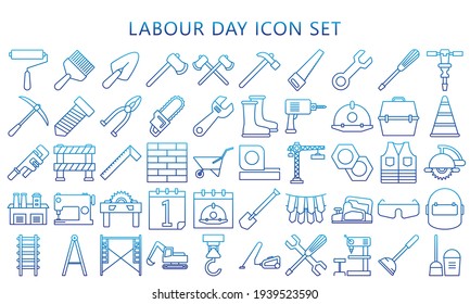 Set Flat vector linear design, gradations icons labour day and Industry tool icon set. for modern concepts, web and apps. eps 10 ready convert to svg svg