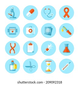 Set of flat vector medical icons.